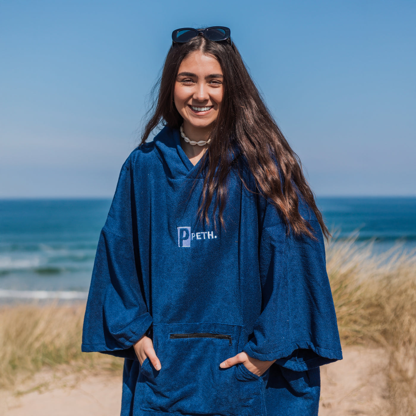 Premium Microfibre Oversized Changing Poncho / Robe - Navy Blue