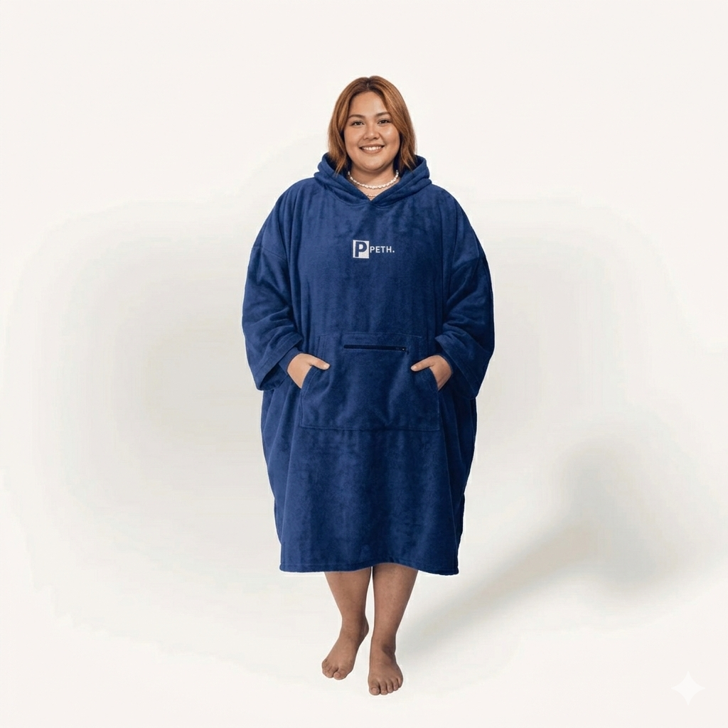 Plus Size Towel Changing Robe - Microfibre - Navy Blue – Pethstore