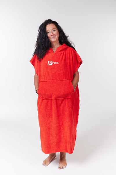 Towel Changing Poncho / Robe With Pockets Adult - Red