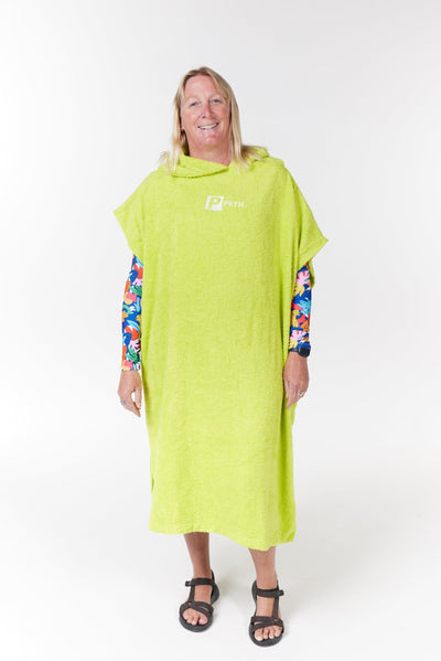 Premium Cotton Towel Changing Poncho - Robe - Lime Green