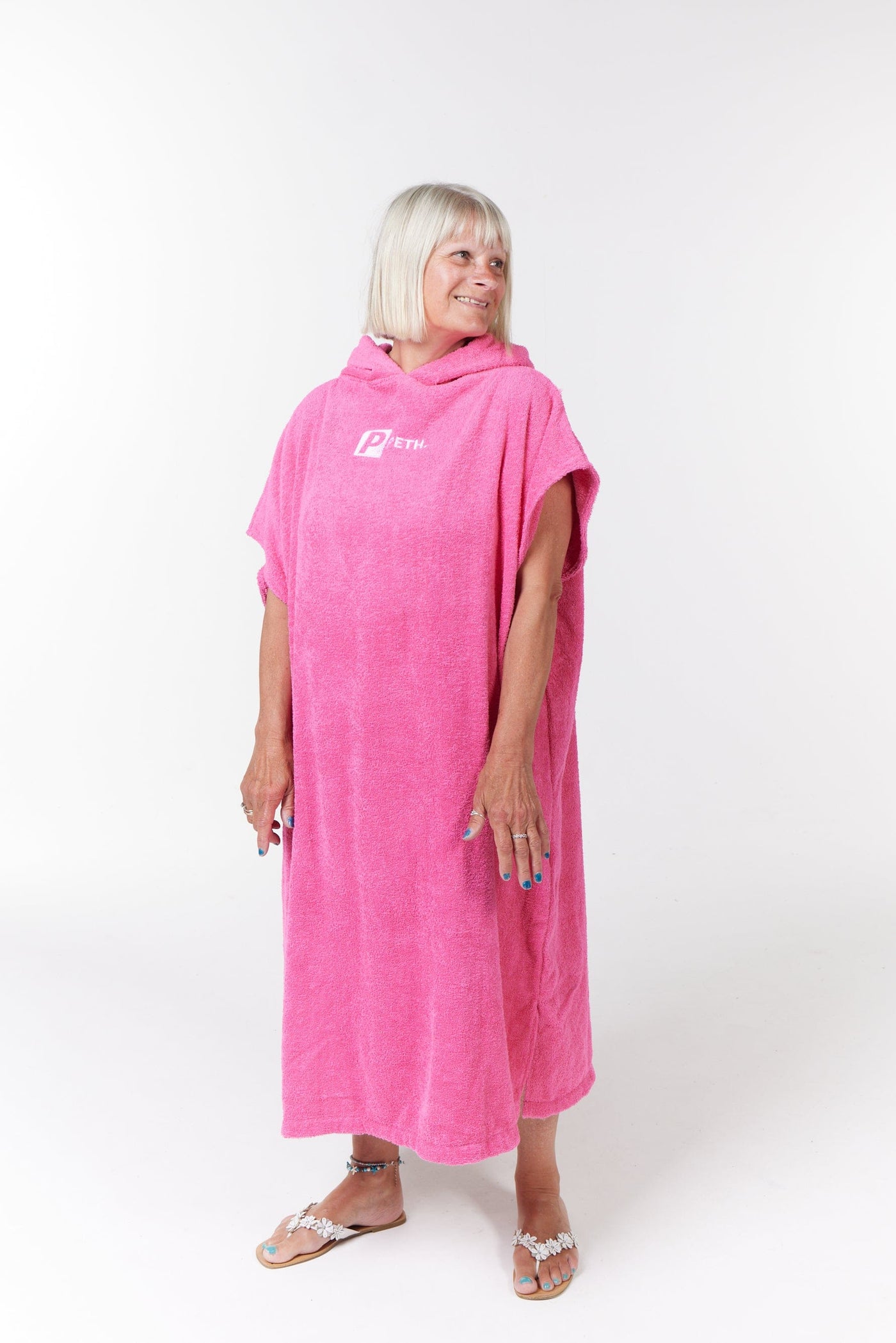 Premium Cotton Towel Changing Poncho Robe - Hot Pink