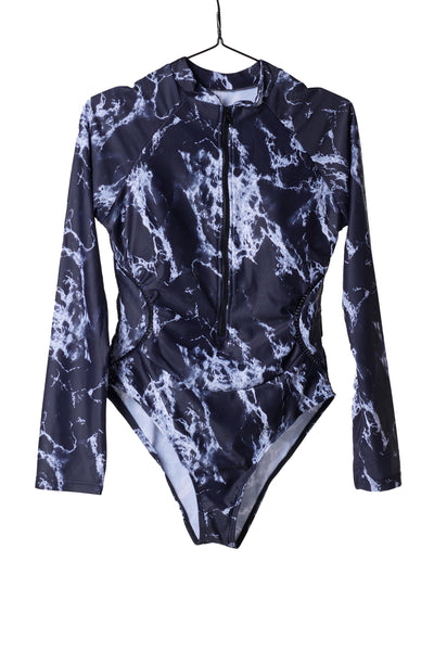 One Piece Swimsuit With Long Arms - Black