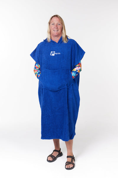 Towel Changing Poncho / Robe With Pockets Adult - Blue
