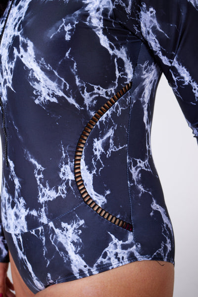 One Piece Swimsuit With Long Arms - Black