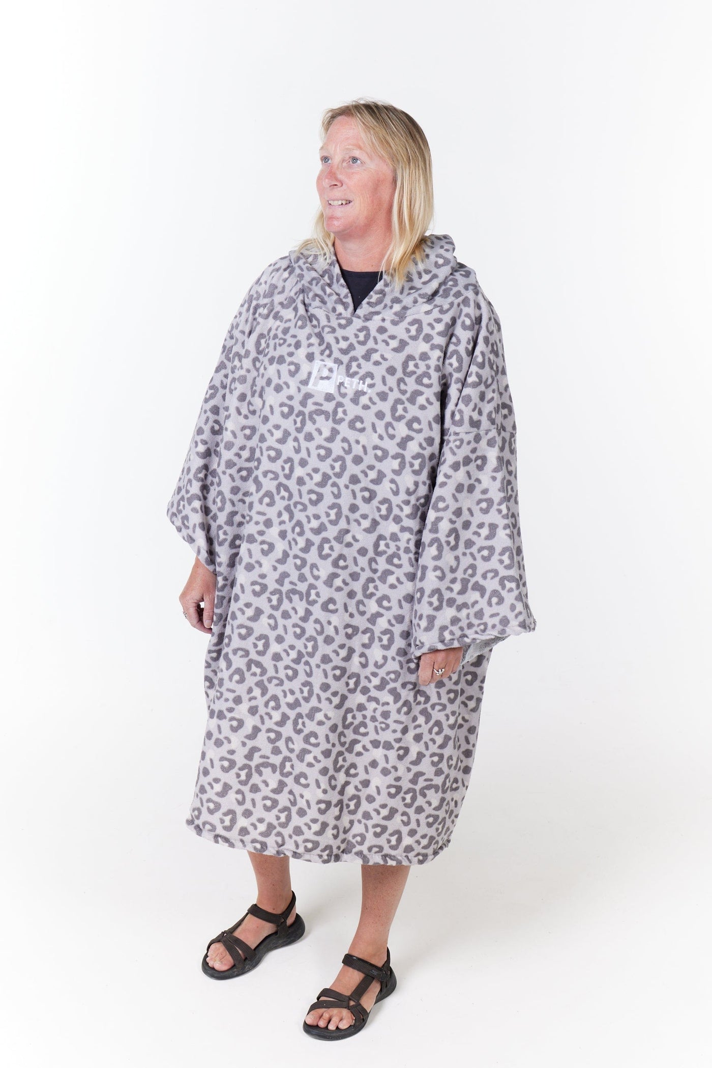 leopard print towel changing robe / poncho