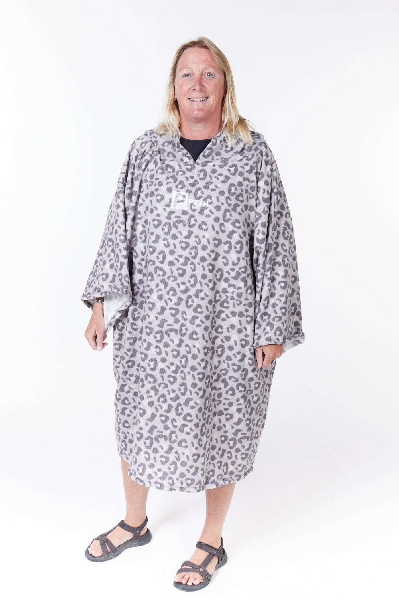 leopard print towel changing robe / poncho