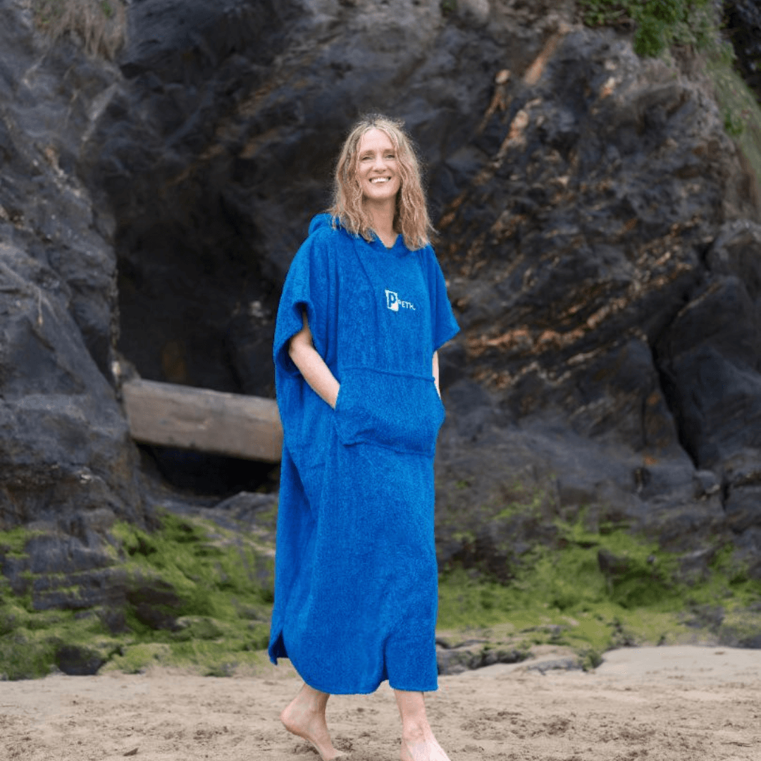 2XL 3XL Plus Size Towel Changing Robe Poncho Blue Pethstore