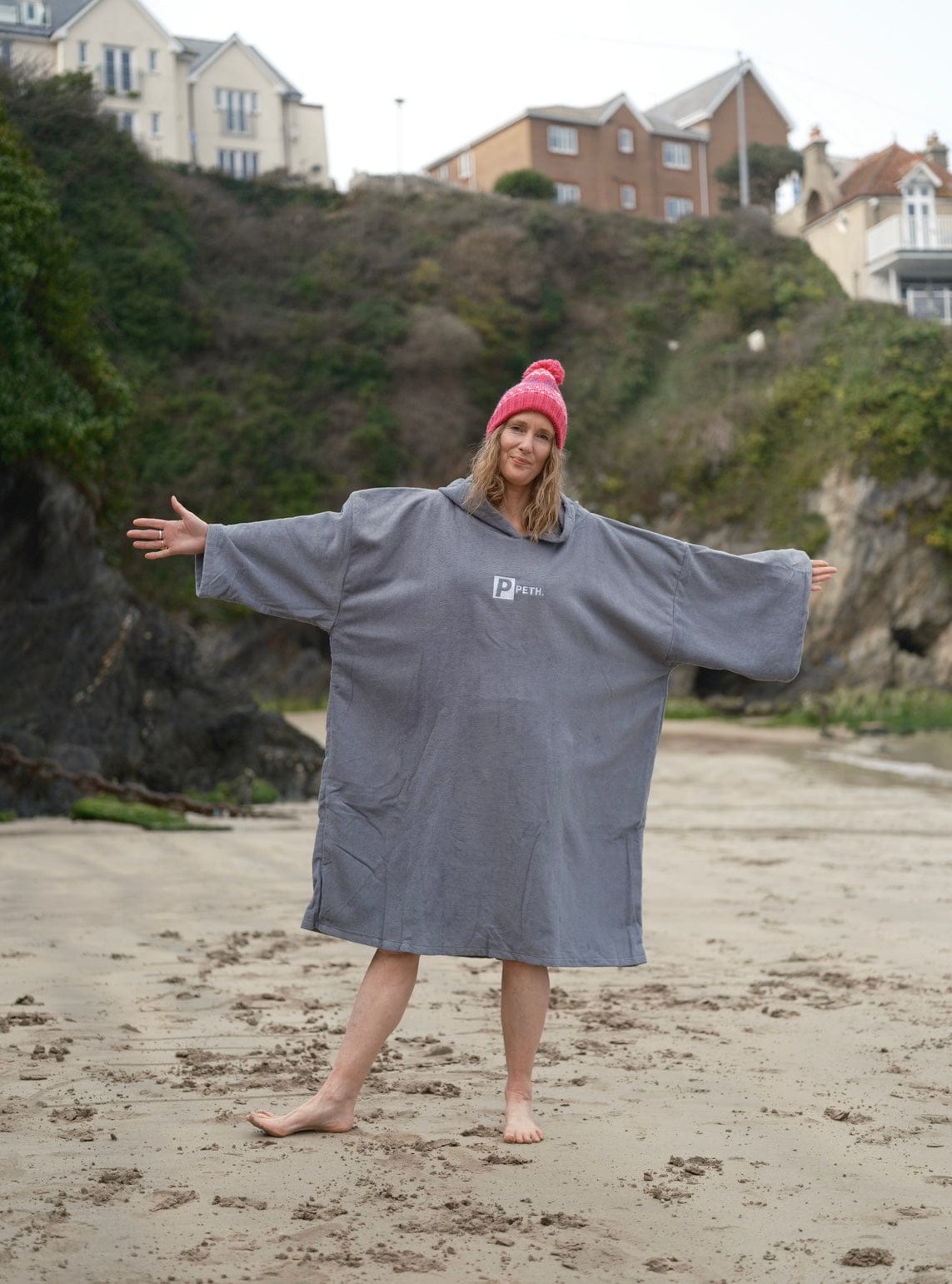 Premium Microfibre Oversized Changing Poncho / Robe - Charcoal Grey
